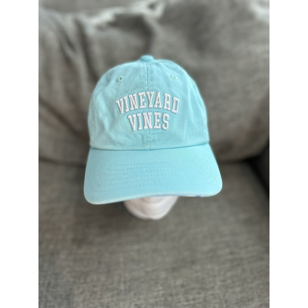 Vineyard Vines Hat Teal Blue Spellout Logo Cap Adjustable Strap Back One Size